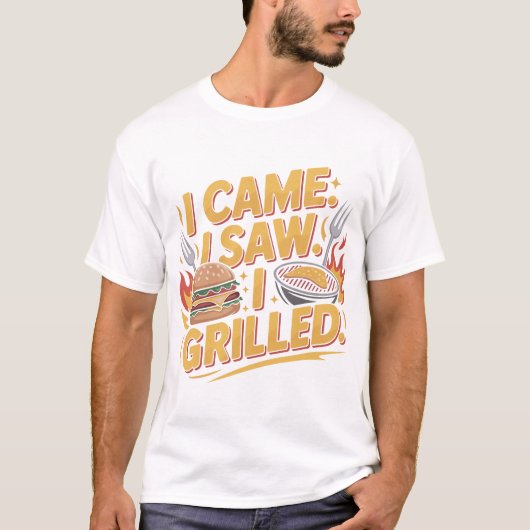 Grilled Burger Lovers Funny BBQ Typography T-Shirt Tシャツ (正面)