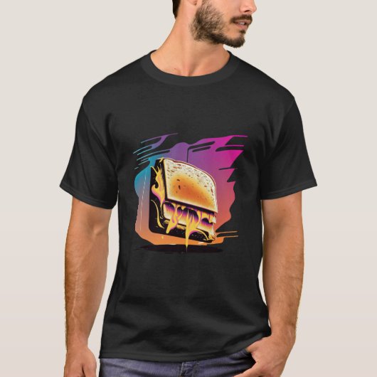Grilled Cheese Synthwave 80s Retrowave Aesthetic Tシャツ (正面)
