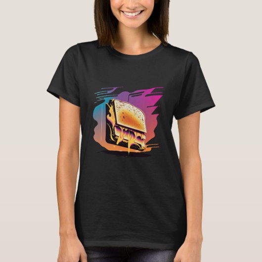 Grilled Cheese Synthwave 80s Retrowave Aesthetic Tシャツ (正面)