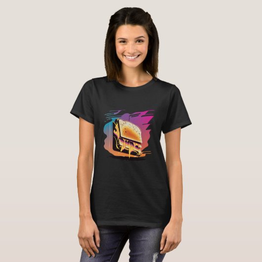 Grilled Cheese Synthwave 80s Retrowave Aesthetic Tシャツ (正面フル)