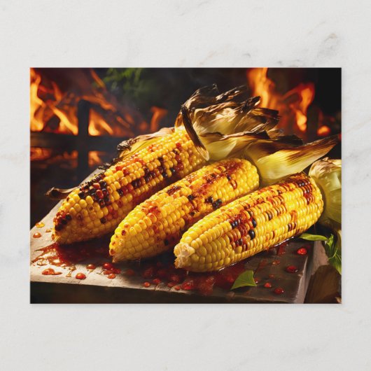 Grilled Corn on the Cob BBQ ポストカード (正面)