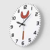 Grilled Sausage on BBQ Fork ラージ壁時計 (傾斜)