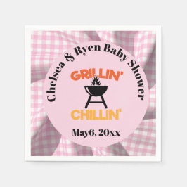 Grillin&chillin Baby q Gingham baby shower スタンダードカクテルナプキン