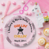 Grillin&chillin Baby q Gingham baby shower  ペーパープレート (パーティー)