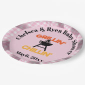 Grillin&chillin Baby q Gingham baby shower  ペーパープレート (アングル)