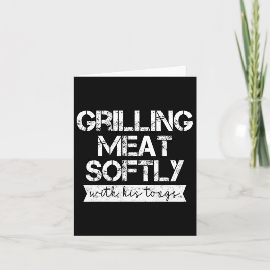 Grilling Meat Softly With His Tongs Funny Grilling カード (正面)