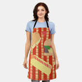 Grilling Party Hamburger Hotdog Sub Birthday Party エプロン (着用した状態)