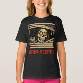 Grim Peeper Funny Skeleton Halloween Pun Tee Tシャツ (正面)