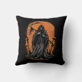 Grim Reaper Cartoon in Sunset Graveyard クッション (裏面)