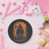 Grim Reaper Cartoon in Sunset Graveyard ペーパープレート (パーティー)