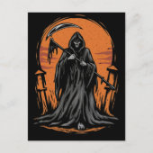 Grim Reaper Cartoon in Sunset Graveyard ポストカード (正面)