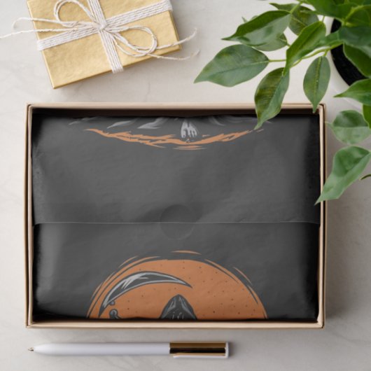 Grim Reaper Cartoon in Sunset Graveyard 薄葉紙 (ギフト)