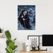 Grim Reaper Cat Gothic Fantasy Art Poster ポスター (ホームオフィス)