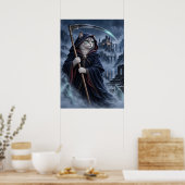 Grim Reaper Cat Gothic Fantasy Art Poster ポスター (キッチン)