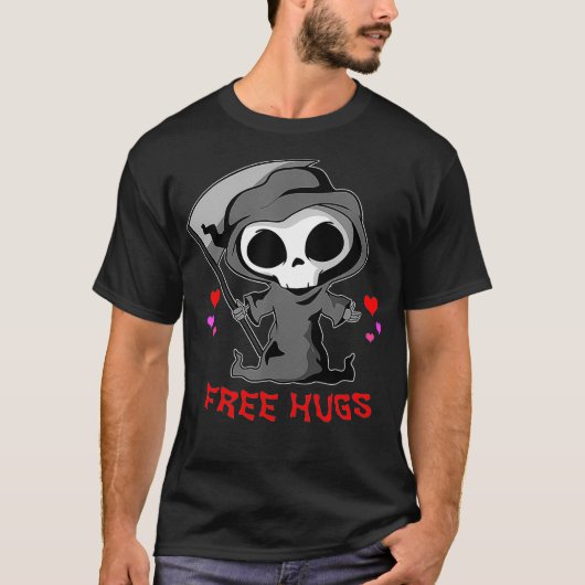 Grim Reaper Death Free Hugs Easy Funny Halloween Tシャツ (正面)