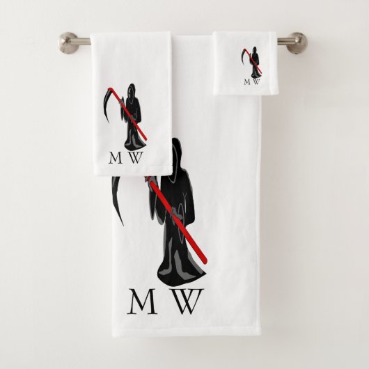 Grim Reaper Design Monogrammed バスタオルセット (インサイチュ)
