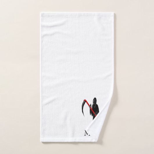 Grim Reaper Design Monogrammed バスタオルセット (ハンドタオル)