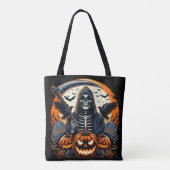 Grim Reaper Graveyard Spooky Pumpkins Halloween トートバッグ (裏面)
