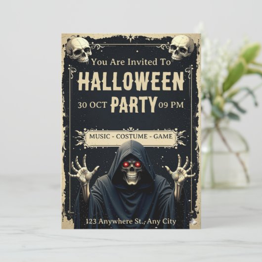 Grim Reaper Halloween Party Invitation 招待状 (スタンド正面)
