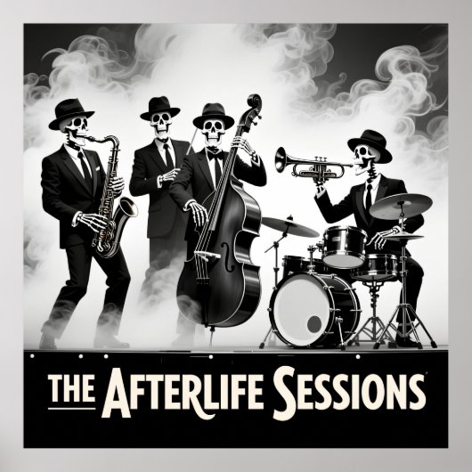 Grim Reaper Jazz Band Skeleton Musician Graphic ポスター (正面)