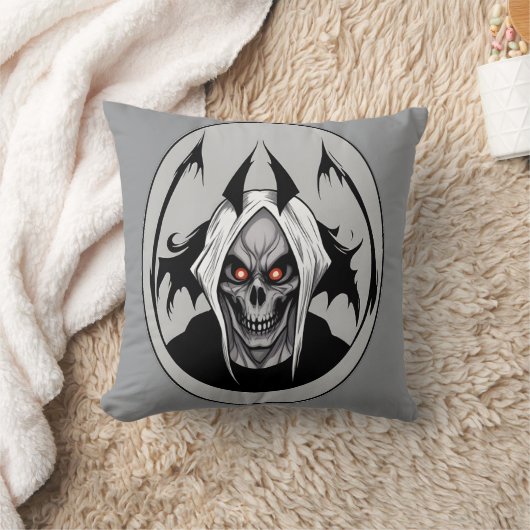 Grim Reaper Of The Blazing Eyes Throw Pillow クッション (ブランケット)