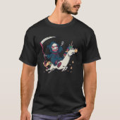 Grim Reaper Riding On A Unicorn Halloween Tシャツ (正面)