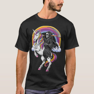 Grim Reaper Riding Unicorn Tシャツ