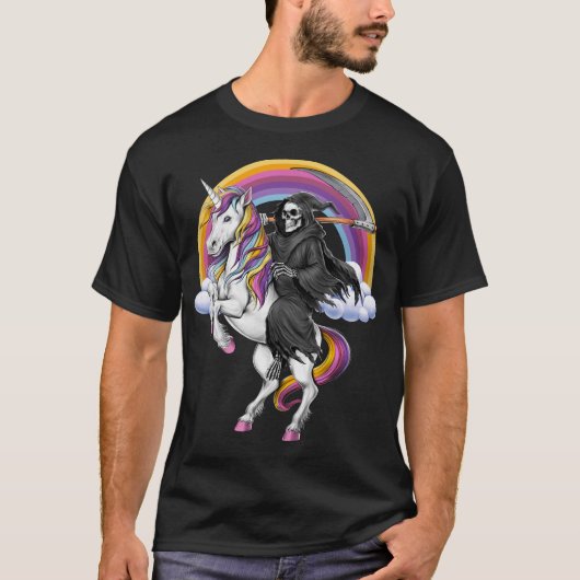 Grim Reaper Riding Unicorn Tシャツ (正面)