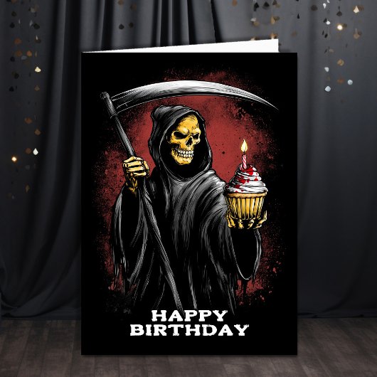 Grim Reaper with Scythe Birthday カード