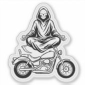 Grim Reaper Zen Decal — Meditating Biker Sticker シール (正面)