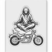 Grim Reaper Zen Decal — Meditating Biker Sticker シール (正面)