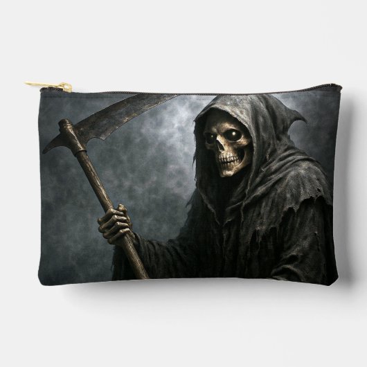 Grim Reaper Zippered Bag with Graveyard Design アクセサリーポーチ (正面)