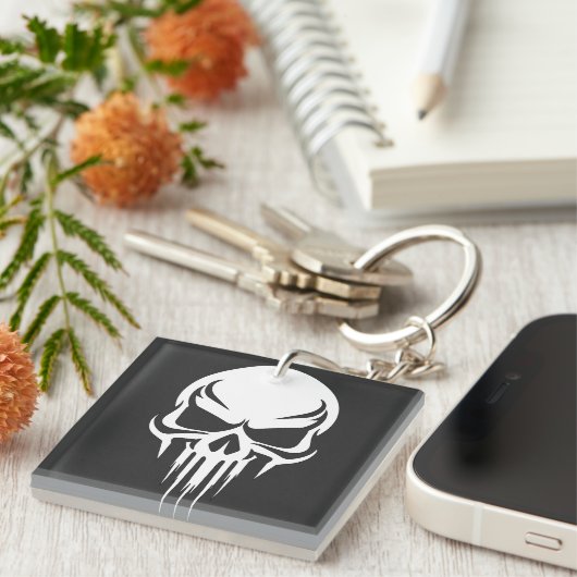 Grim Specter Dripping Skull Graphic キーホルダー (正面右)