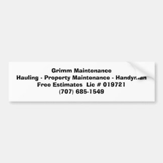 Grimm MaintenanceHauling -特性の維持… バンパーステッカー