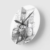 Grimm Reaper Death Skeleton list Macabre Art ラウンド壁時計 (傾斜)