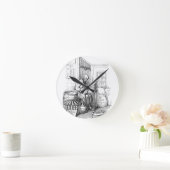 Grimm Reaper Death Skeleton list Macabre Art ラウンド壁時計 (ホーム)