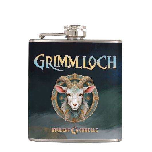 Grimmloch ヤギ エンブレム ファンタジーRPG フラスク (正面)
