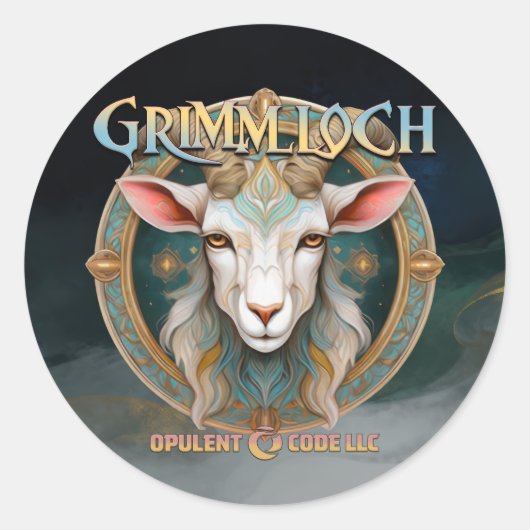 Grimmloch Goat Emblem Fantasy RPG ラウンドシール (正面)