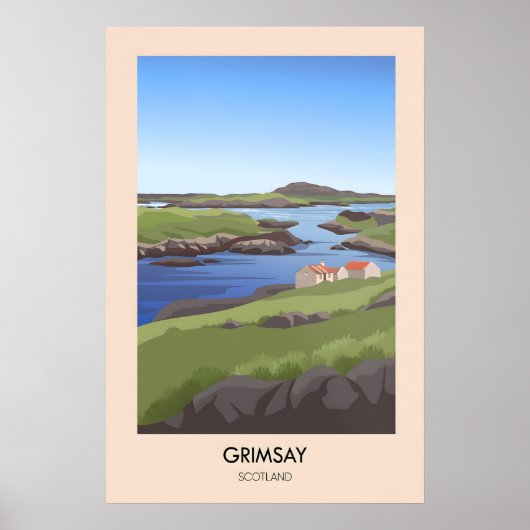 Grimsay Scotland Travel Poster ポスター (正面)