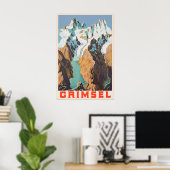 Grimsel Vintage Travel Poster Print  Swiss Retro ポスター (ホームオフィス)