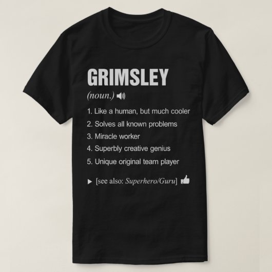Grimsley Name Definition Retro Family Funny Tシャツ (デザイン正面)