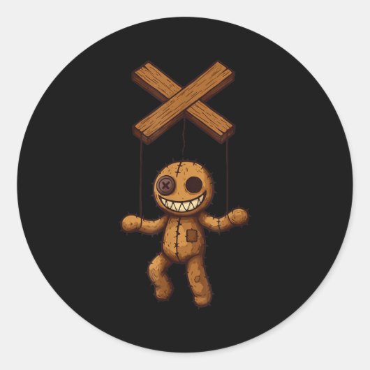 Grimstring – Soky Playful Puppet Marionette Cartoo ラウンドシール (正面)