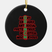 Grinch AcrosticおもしろいでTrue Holiday映画ファンを獲得 セラミックオーナメント (正面)