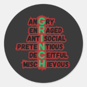 Grinch AcrosticおもしろいでTrue Holiday映画ファンを獲得 ラウンドシール (正面)