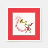 Grinch Blowing the Merry Grinchmas Horn スタンダードカクテルナプキン (正面)