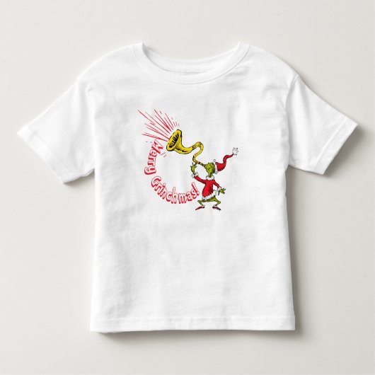 Grinch Blowing the Merry Grinchmas Horn トドラーTシャツ (正面)