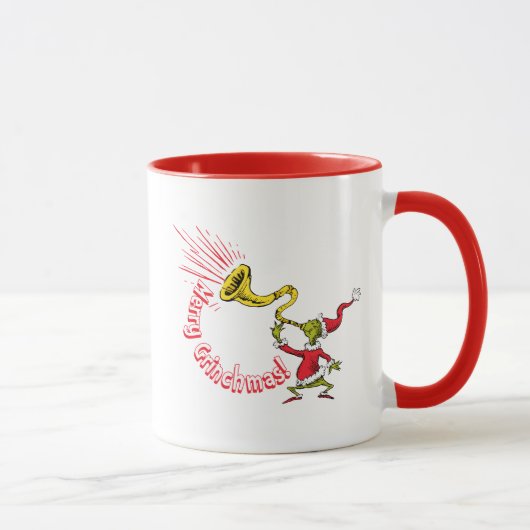 Grinch Blowing the Merry Grinchmas Horn マグカップ (右)