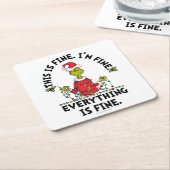Grinch | Everything is Fine スクエアペーパーコースター (アングル)