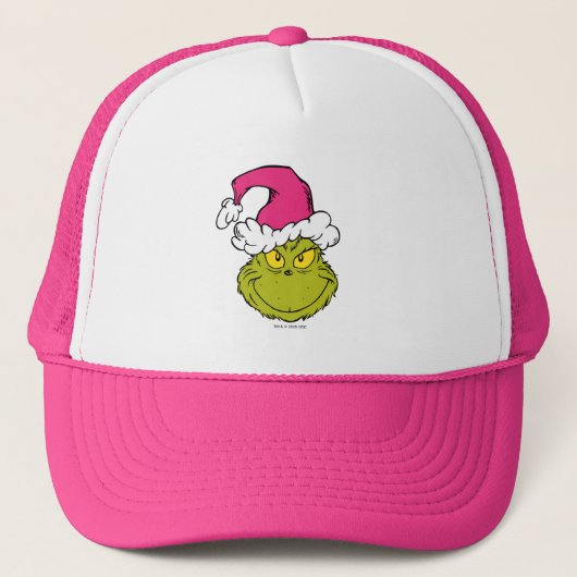 Grinch in Pink Santa Hat キャップ (正面)
