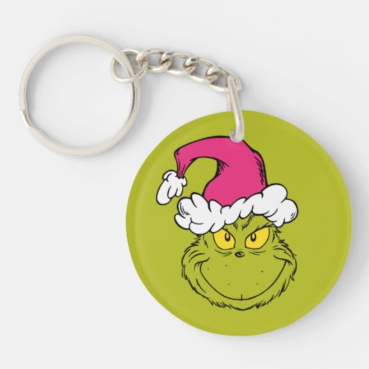 Grinch in Pink Santa Hat キーホルダー (正面)
